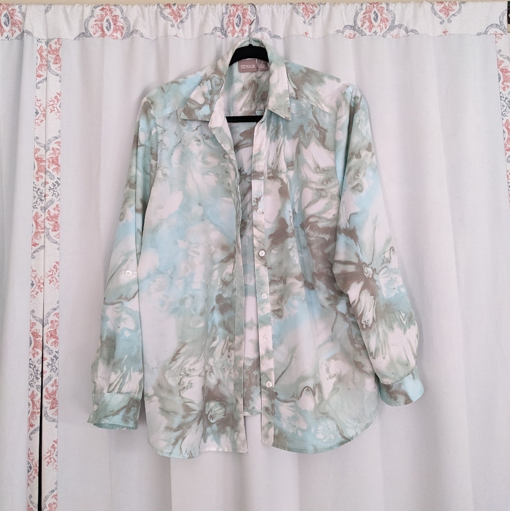 Chicos blue button down size 3 XL
